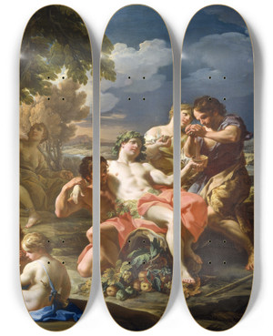 Triptych art skateboard deck of Corrado Giaquinto Autumn by Corrado Giaquinto (1703-1766)