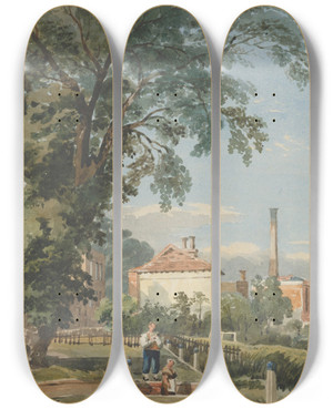 Triptych art skateboard deck of John Varley On The Thames At Hammersmith by John Varley (1778-1842) Triptych art skateboard deck of John Varley On The Thames At Hammersmith by John Varley (1778-1842)