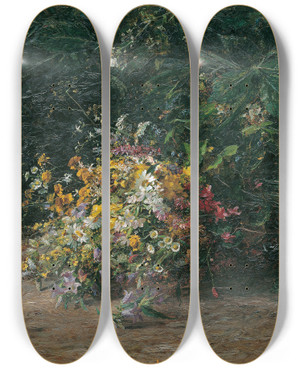 Triptych art skateboard deck of Olga Wisingerflorian Feldblumenstrau by Olga Wisinger-Florian (1844-1926)