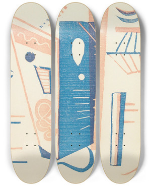 Triptych art skateboard deck of Wassily Kandinsky Untitled From Xxe Sicle by Wassily Kandinsky (1866-1944)