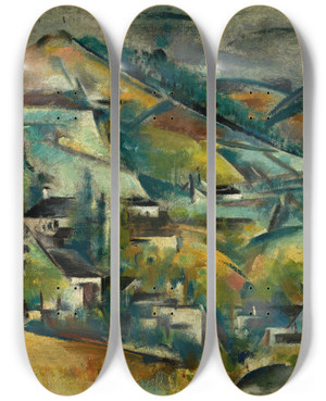 Triptych art skateboard deck of Preston Dickinson Quebec by Preston Dickinson (1891-1930)