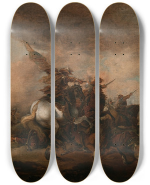 Triptych art skateboard deck of Aleksander Orowski Battle Scene_1 by Aleksander Orlowski (1777-1832)