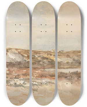 Triptych art skateboard deck of Homer Dodge Martin Near Newport by Homer Dodge Martin (1836-1897)