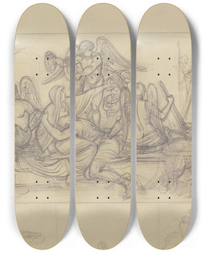Triptych art skateboard deck of Bernhard Von Neher The Younger The Bride Of Corinth by Bernhard Von Neher The Younger (1806-1886)
