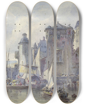 Triptych art skateboard deck of Johannes Bosboom Gezicht Te Koblenz by Johannes Bosboom (1817-1891) Triptych art skateboard deck of Johannes Bosboom Gezicht Te Koblenz by Johannes Bosboom (1817-1891)
