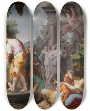 Triptych art skateboard deck of Tadeusz Kuntzekonicz Art by Tadeusz Kuntze-Konicz (1733-1793)