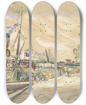 Triptych art skateboard deck of Paul Signac Paris La Seine Au Pont Des Saintspres by Paul Signac (1863-1935) Triptych art skateboard deck of Paul Signac Paris La Seine Au Pont Des Saintspres by Paul Signac (1863-1935)