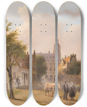 Triptych art skateboard deck of Bartholomeus Johannes Van Hove View Of A Dutch Town by Bartholomeus Johannes Van Hove (1790-1880) Triptych art skateboard deck of Bartholomeus Johannes Van Hove View Of A Dutch Town by Bartholomeus Johannes Van Hove (1790-1880)