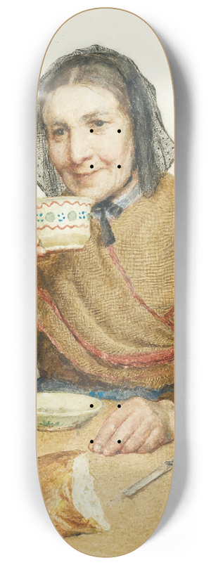 Albert Anker - Sitting Peasant Woman Holding A Cup In Her Hand 8.25 inch art skate deck Albert Anker - Sitting Peasant Woman Holding A Cup In Her Hand 8.25 inch art skate deck