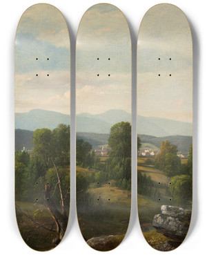 Triptych art skateboard deck of Asher Brown Durand A View Of The Valley by Asher Brown Durand (1796-1886)