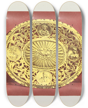 Triptych art skateboard deck of John Charles Robinson Silvergilt Salverdutch Or Flemish by John Charles Robinson (1824-1913)