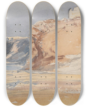 Triptych art skateboard deck of Barbara Bodichon Sketchbook_17 by Barbara Bodichon (1827-1891)