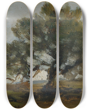 Triptych art skateboard deck of Ludwig Willroider Landschaft by Ludwig Willroider (1845-1910)