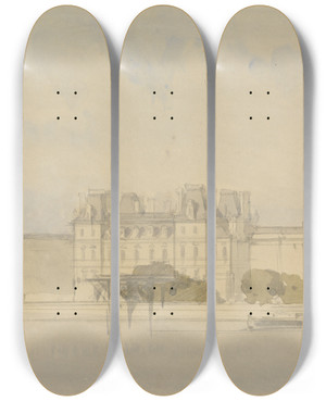 Triptych art skateboard deck of David Roberts Montague House Whitehall by David Roberts (1796-1864)