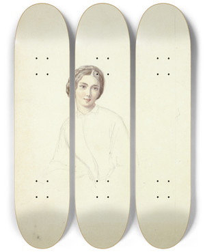 Triptych art skateboard deck of Elizabeth Murray Study For Female Portrait by Elizabeth Murray (1815-1882) Triptych art skateboard deck of Elizabeth Murray Study For Female Portrait by Elizabeth Murray (1815-1882)