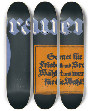 Triptych art skateboard deck of Lucian Bernhard Frauen by Lucian Bernhard (1883-1972)