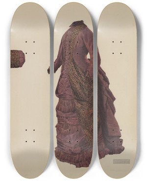 Triptych art skateboard deck of Douglas Campbell Gown Coat And Muff by Douglas Campbell