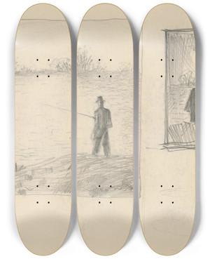 Triptych art skateboard deck of Mikul Galanda Sketchbook_10 by Mikulas Galanda (1895-1938)