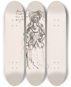 Triptych art skateboard deck of Pierre Puvis De Chavannes Les Caricatures De Puvis De Chavannes Pl30 by Pierre Puvis De Chavannes (1824-1898) Triptych art skateboard deck of Pierre Puvis De Chavannes Les Caricatures De Puvis De Chavannes Pl30 by Pierre Puvis De Chavannes (1824-1898)