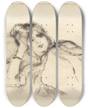 Triptych art skateboard deck of Berthe Morisot Rest by Berthe Morisot (1841-1895)