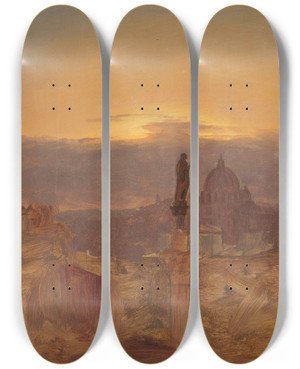 Triptych art skateboard deck of Frederic Edwin Church St Peters Basilica From The Pincio Rome by Frederic Edwin Church (1826-1900) Triptych art skateboard deck of Frederic Edwin Church St Peters Basilica From The Pincio Rome by Frederic Edwin Church (1826-1900)
