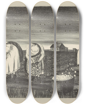 Triptych art skateboard deck of John Macwhirter Southern Cottonpickers by John Macwhirter (1839-1911)