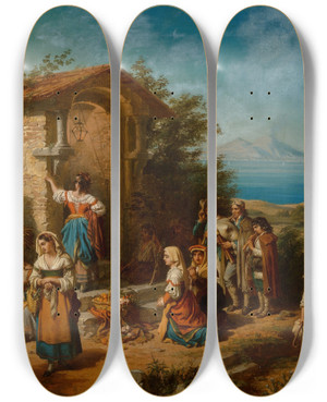 Triptych art skateboard deck of Robert Antoine Mller In The Italian Countryside by Robert Antoine Muller
