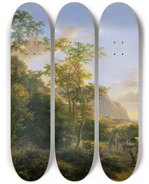 Triptych art skateboard deck of Jan Both Italian Coast Scene by Jan Both (1618-1652)