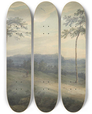 Triptych art skateboard deck of Robert Smirke One From Illustrations To Shakespeare 39 by Robert Smirke (1752-1845)