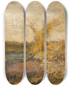 Triptych art skateboard deck of Albert Pinkham Ryder Harvest by Albert Pinkham Ryder (1847-1917)