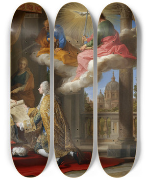 Triptych art skateboard deck of Pompeo Batoni Pope Benedict Xiv Presenting The Encyclical Ex Omnibus To The Comte De Stainville Later Duc De Choiseul by Pompeo Batoni (1708-1787)