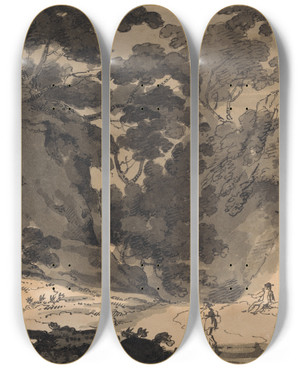 Triptych art skateboard deck of John Skippe Tall Monument At A Roadside by John Skippe (1742-1812)