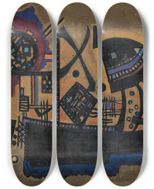 Triptych art skateboard deck of Wassily Kandinsky Geflecht Woven by Wassily Kandinsky (1866-1944)