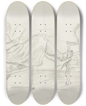 Triptych art skateboard deck of Ivan Ivanec Moda Kobieta Siedzca W Fotelu I Czytajca Ksik by Ivan Ivanec (1893-1946)
