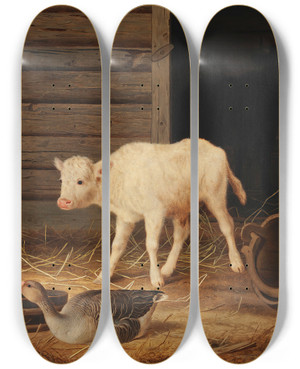 Triptych art skateboard deck of Ferdinand Von Wright The Surprise by Ferdinand von Wright (1822-1906) Triptych art skateboard deck of Ferdinand Von Wright The Surprise by Ferdinand von Wright (1822-1906)