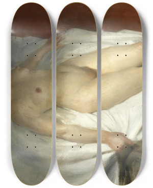 Triptych art skateboard deck of Anders Zorn Uppvaknande The Awakening by Anders Zorn (1860-1920)