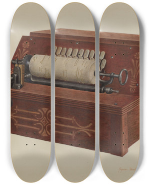 Triptych art skateboard deck of Regina Henderer Melodeon by Regina Henderer