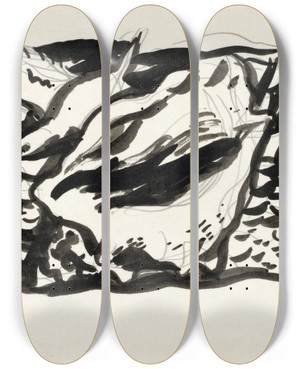 Triptych art skateboard deck of Leo Gestel Ontwerp Voor Een Vignet Schelp En Meeuw by Leo Gestel (1881-1941)