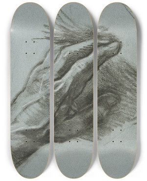 Triptych art skateboard deck of Edwin Austin Abbey Sketch Of Ahand_2 by Edwin Austin Abbey (1852-1911)