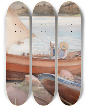 Triptych art skateboard deck of Magnus Enckell Veneit Rannalla by Magnus Enckell (1870-1925)