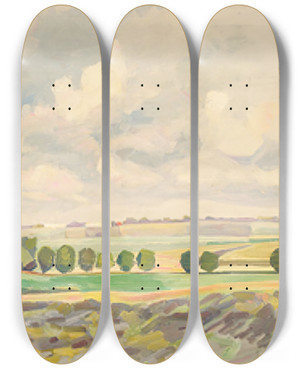 Triptych art skateboard deck of Fritz Syberg Udsigt Over Sommerlandskab by Fritz Syberg (1862-1939) Triptych art skateboard deck of Fritz Syberg Udsigt Over Sommerlandskab by Fritz Syberg (1862-1939)