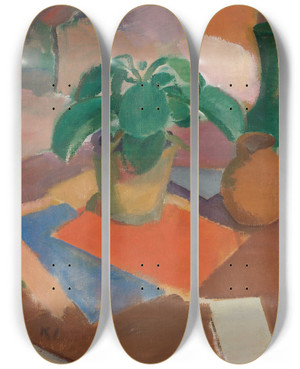 Triptych art skateboard deck of Karl Isakson Still Life by Karl Isakson (1878-1922)