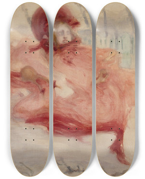 Triptych art skateboard deck of Witold Wojtkiewicz Gusts Of Spring by Witold Wojtkiewicz (1879-1909)