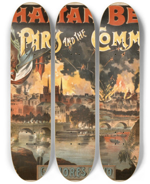 Triptych art skateboard deck of Sackett And Wilhelms Litho Co Paris And The Commune by Sackett and Wilhelms Litho. Co. (19-20-)
