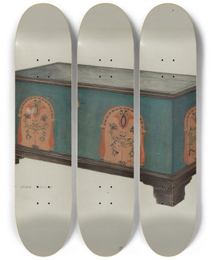 Triptych art skateboard deck of Betty Jean Davis Pa German Chest_4 by Betty Jean Davis