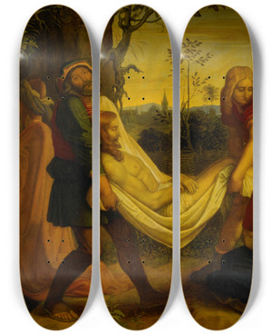 Triptych art skateboard deck of Peter Von Cornelius The Entombment Of Christ by Peter Von Cornelius (1784-1867)