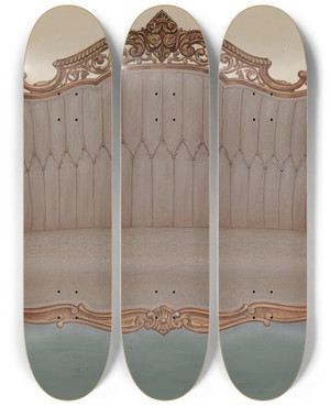 Triptych art skateboard deck of Eugene Croe Rosewood Sofa by Eugene Croe (20-)
