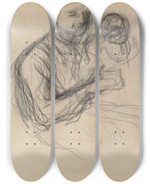 Triptych art skateboard deck of Jakob Smits Mother And Child_3 by Jakob Smits (1855-1928)