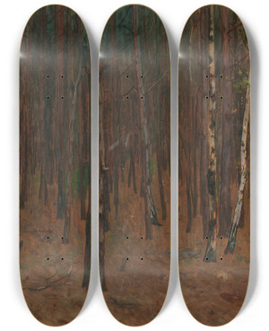 Triptych art skateboard deck of Hans Tichy Waldinneres by Hans Tichy (1861-1925)