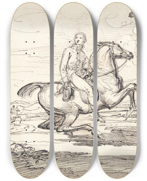 Triptych art skateboard deck of James Ward A Horseman In A Landscape by James Ward (1769-1859)